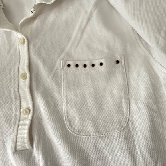 Polo T-Shirt Dress With Rhinestone Detail White M - Picture 9 of 11